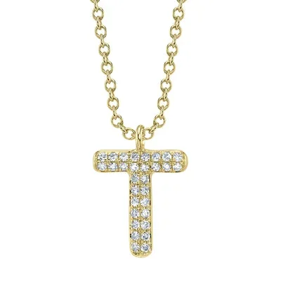 0.06CT DIAMOND PAVE NECKLACE – INITIAL T