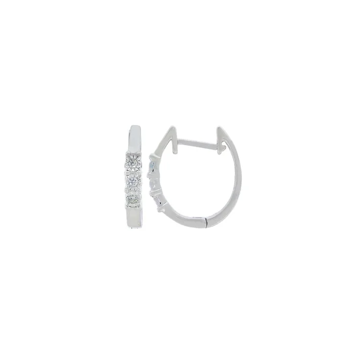 0.06Ct VVS/FG Diamond Bali/Hoops in 18K White Gold