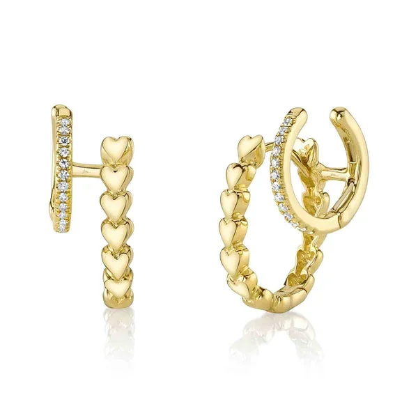 0.07CT DIAMOND HEART DOUBLE HUGGIE EARRING
