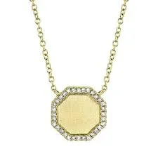 0.07CT DIAMOND OCTAGON MATTE NECKLACE