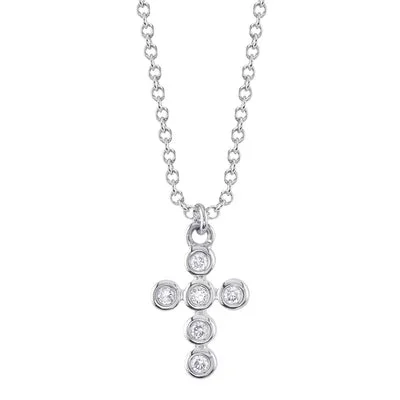 0.08CT DIAMOND BEZEL CROSS NECKLACE