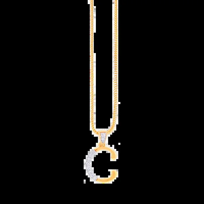 0.08Ct VVS/FG Diamond Initial “C” Pendant in 18K Gold