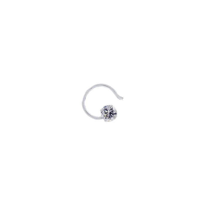 0.08Ct VVS1/F Diamond Solitaire Nose Pin in 18K White Gold