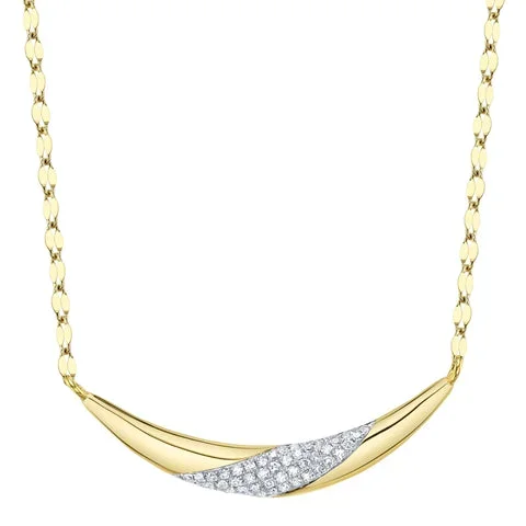 0.10CT DIAMOND PAVE CRESCENT SPARKLE CHAIN NECKLACE