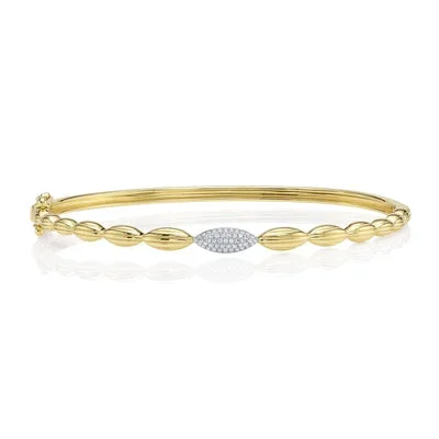 0.11CT DIAMOND PAVE RIBBED MARQUISE BANGLE