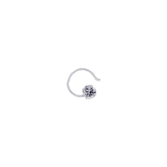 0.11Ct VVS1/F Diamond Solitaire Nose Pin in 18K White Gold