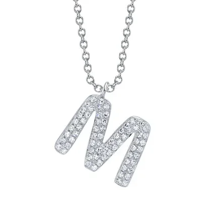 0.14CT DIAMOND PAVE NECKLACE – INITIAL M