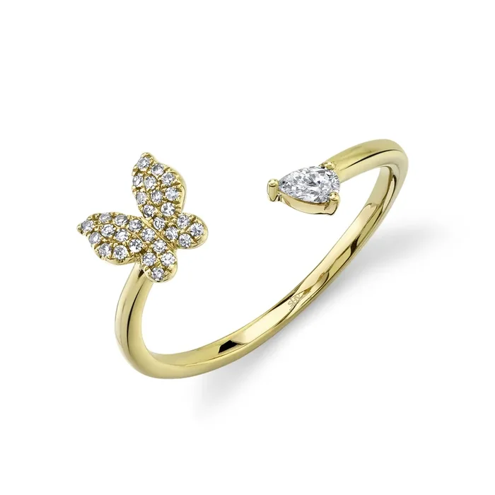 0.15CT DIAMOND PEAR BUTTERFLY RING