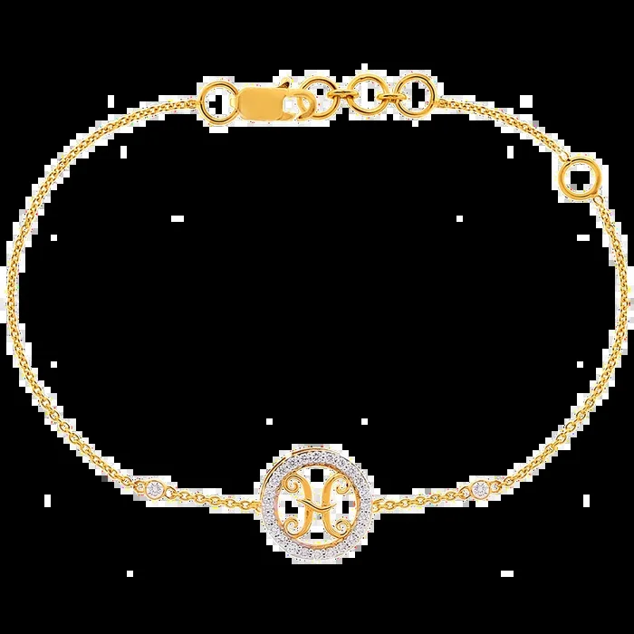 0.22Ct VVS/FG Diamond Pisces Zodiac Bracelet in 18K Gold