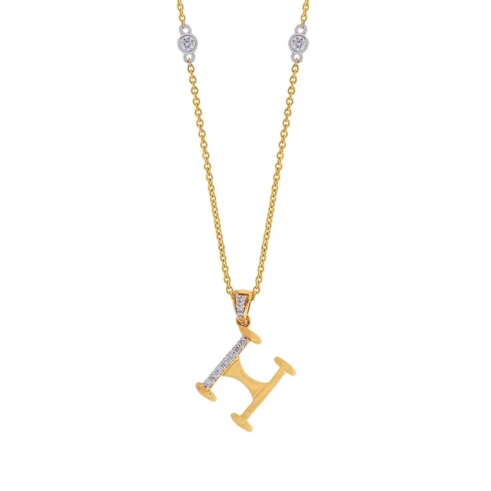 0.24Ct VVS/FG “H” Initial Diamond Pendant in 18K Gold