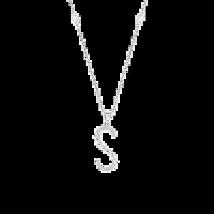 0.32Ct VVS/FG Diamond Initial “S” Pendant in 18K White Gold