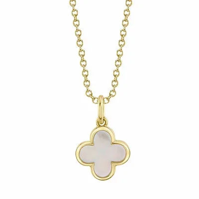 0.33CT MOTHER OF PEARL CLOVER NECKLACE