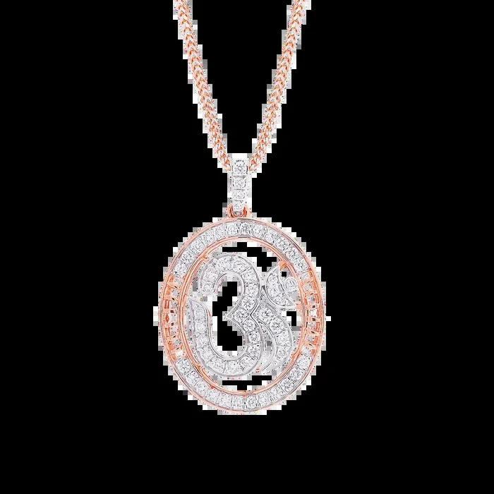 0.38Ct VVS/GH Diamond Om Pendant in 18K Rose Gold