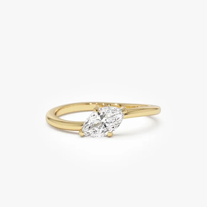 0.50 Ctw 14k Prong Setting Marquise Shaped Lab Grown Diamond Wavy Promise Ring – Elisa
