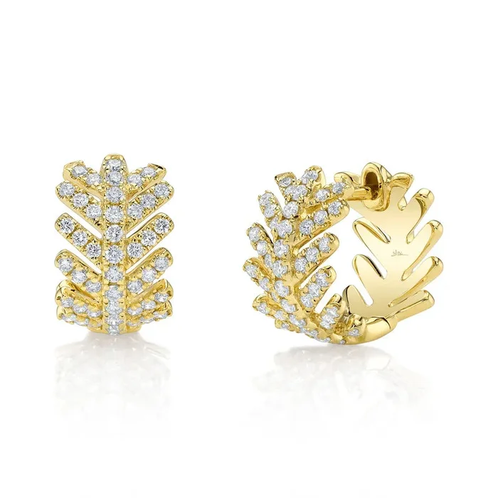 0.62CT DIAMOND LEAF HUGGIE EARRING