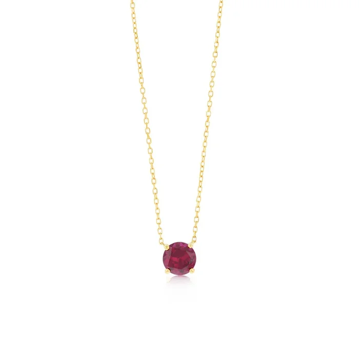 0.67 Carat Created Ruby Pendant with 45cm Chain in 9ct Yellow Gold