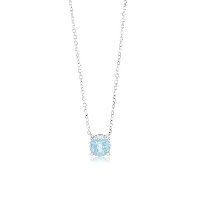 0.7 Carat Aquamarine Pendant with 45cm Chain in 9ct White Gold