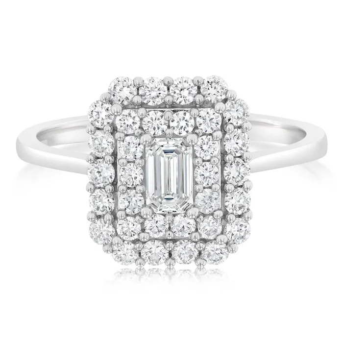 0.73 Carat Luminesce Lab Grown Diamond Emerald Ring in 9ct White Gold