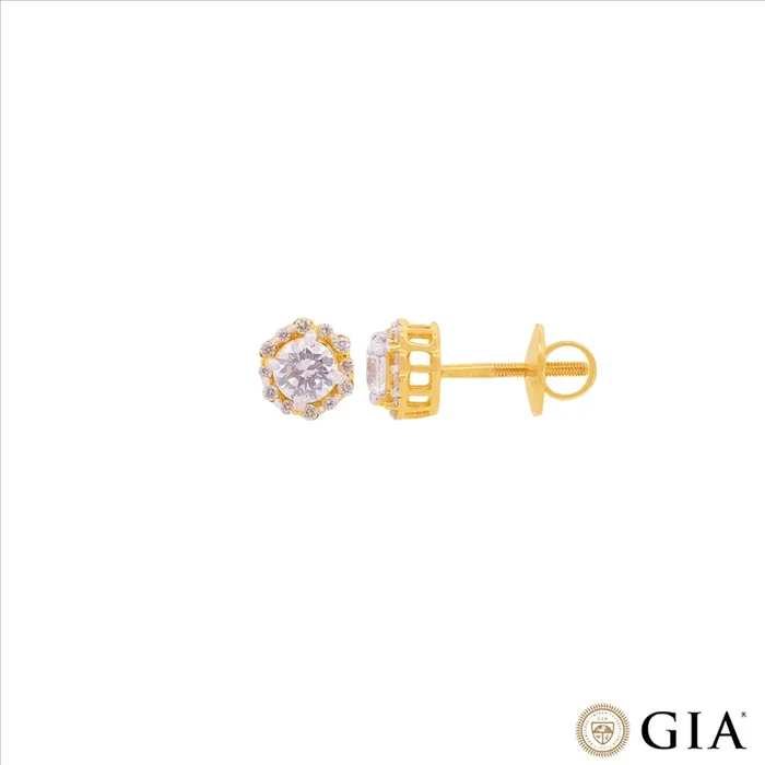 0.94CTW VS2/F GIA Certified Diamond Earrings in 18K Gold