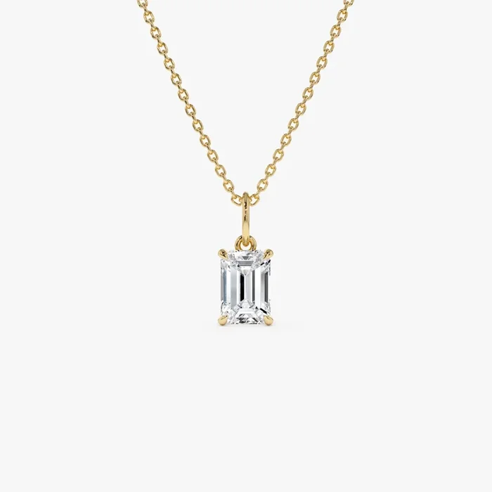1.00 Ctw 14k Emerald Cut Lab Grown Diamond Classic Charm Necklace – Rina