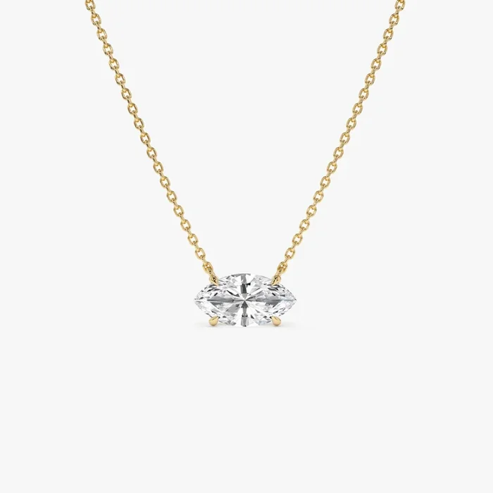1.00 Ctw 14k Prong Setting Marquise Shape Lab Grown Diamond Solitaire Necklace – Lilia
