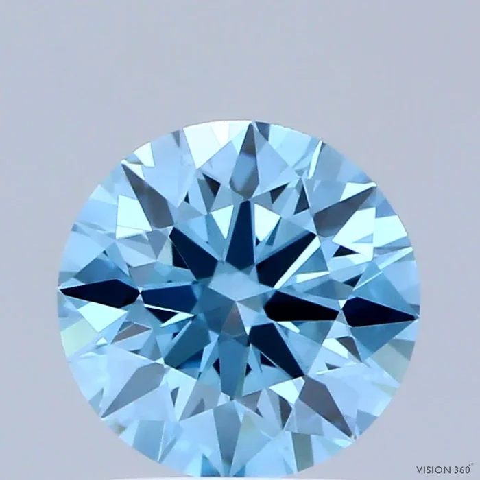 1.02 Carat Round Shaped, Ideal Cut, FANCY VIVID BLUE Color, VVS2 Clarity, IGI Certified Lab Grown Diamond