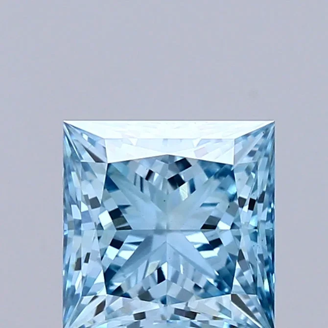 1.03 Carat Princess Shaped, Ideal Cut, FANCY VIVID BLUE Color, VS1 Clarity, IGI Certified Lab Grown Diamond