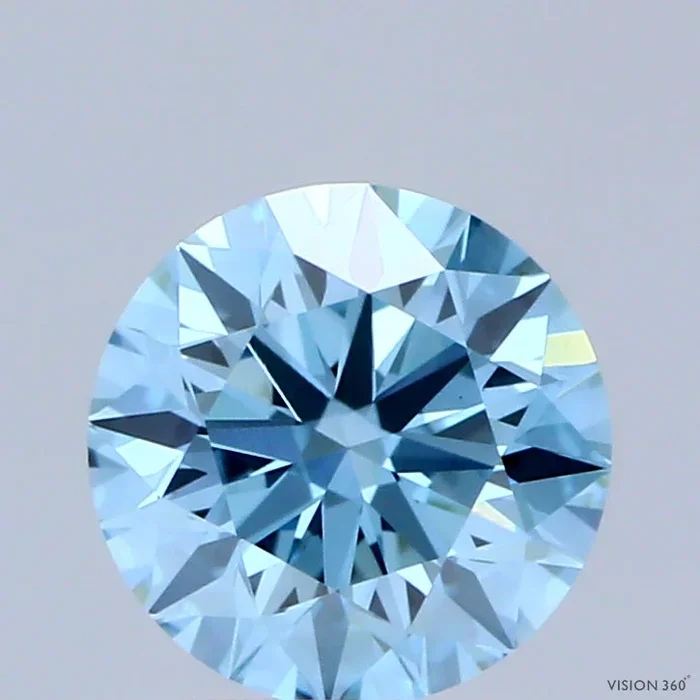 1.04 Carat Round Shaped, Excellent Cut, FANCY VIVID BLUE Color, VVS2 Clarity, IGI Certified Lab Grown Diamond