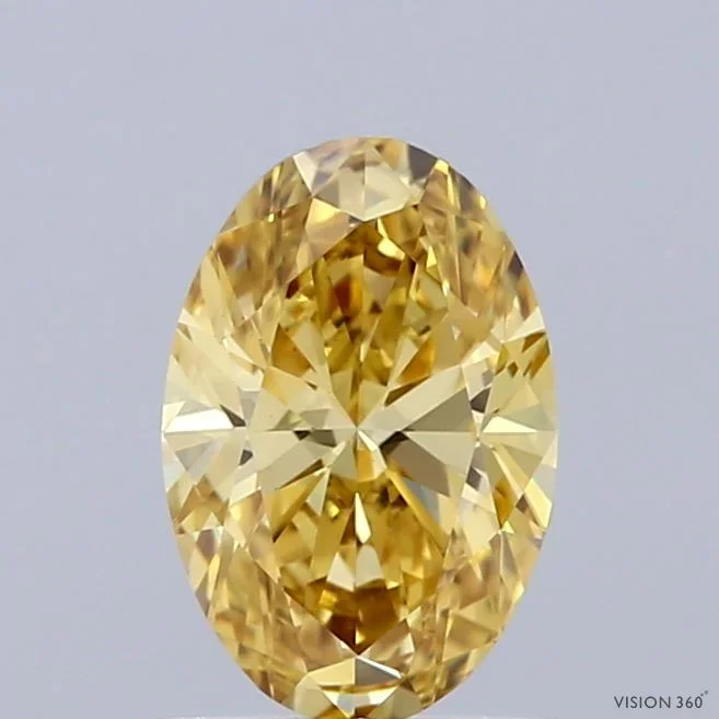 1.09 Carat Oval Shaped, Ideal Cut, FANCY INTENSE YELLOW Color, VS1 Clarity, IGI Certified Lab Grown Diamond
