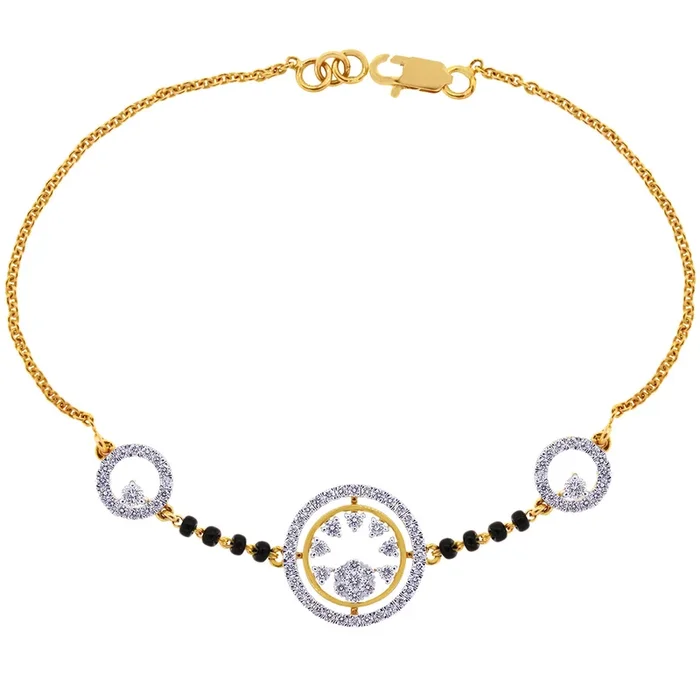 1.09Ct VVS/FG Diamond Black Beads Bracelet in 18K Gold