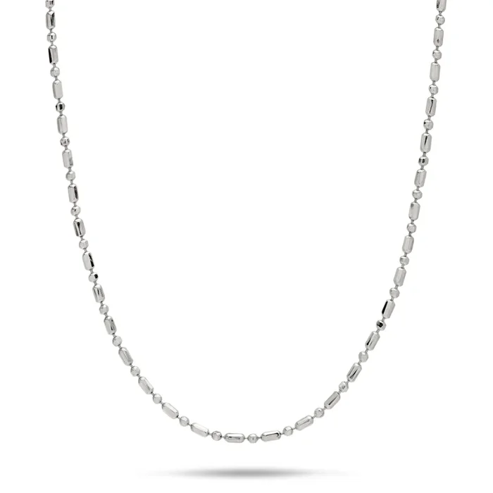 1.0mm Bar Ball Chain in White Gold