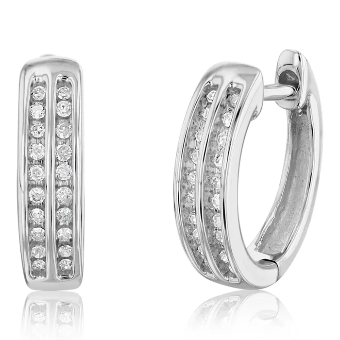 1/10 Carat Diamond Hoop Earring in 9ct White Gold