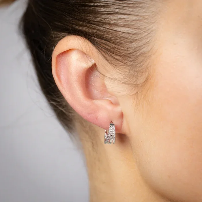 1/10 Carat Diamond Hoop Earrings in Sterling Silver