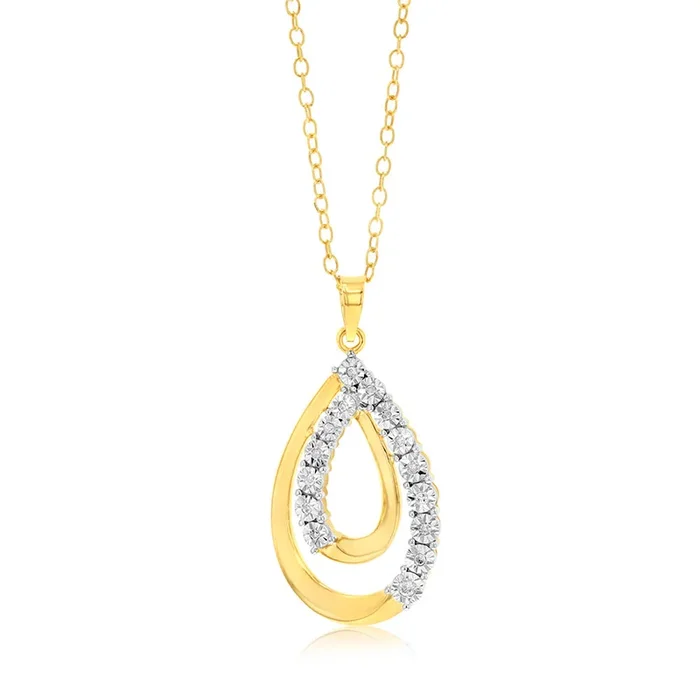 1/10 Carat Diamond Pendant on 45cm Chain in Gold Plated Silver