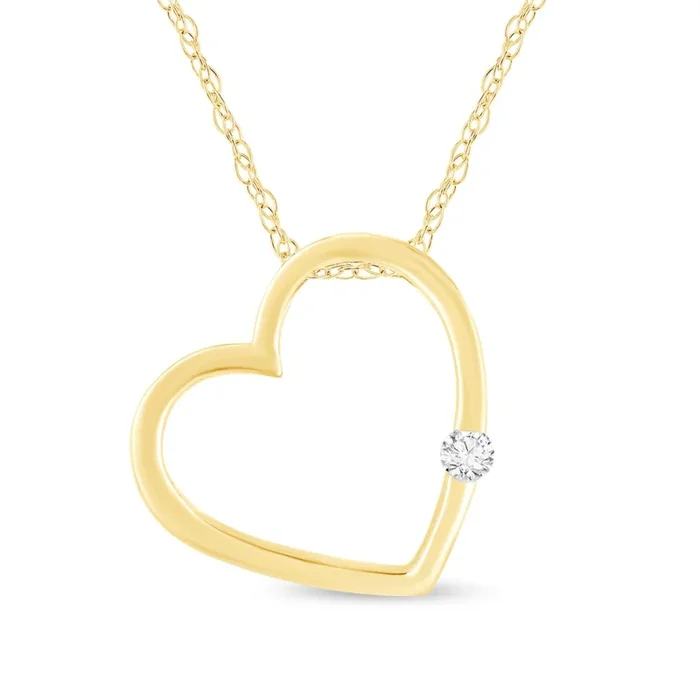 1/10 CTW Natural Diamond Heart Pendant in 14KT Yellow Gold
