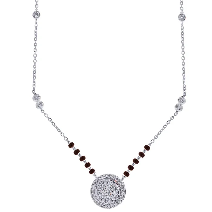 1.12Ct VVS/FG Diamond Mangalsutra in 18K White Gold