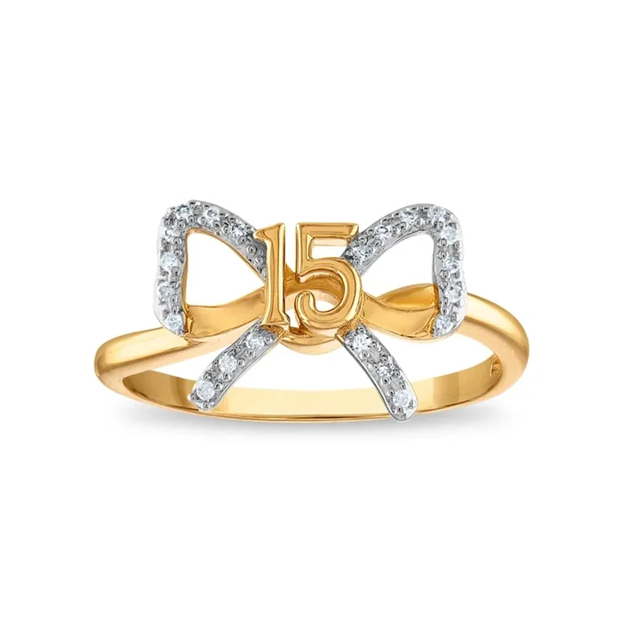 1/16 CTW Natural Diamond Quinceanera Ring in 10KT Yellow Gold