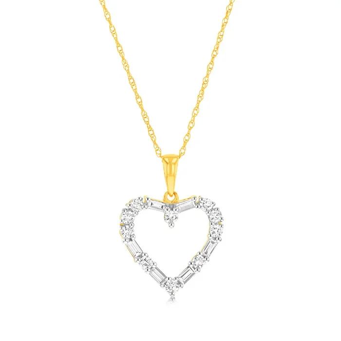 1/2 Carat Luminesce Lab Grown Heart Pendant In 9ct Yellow Gold