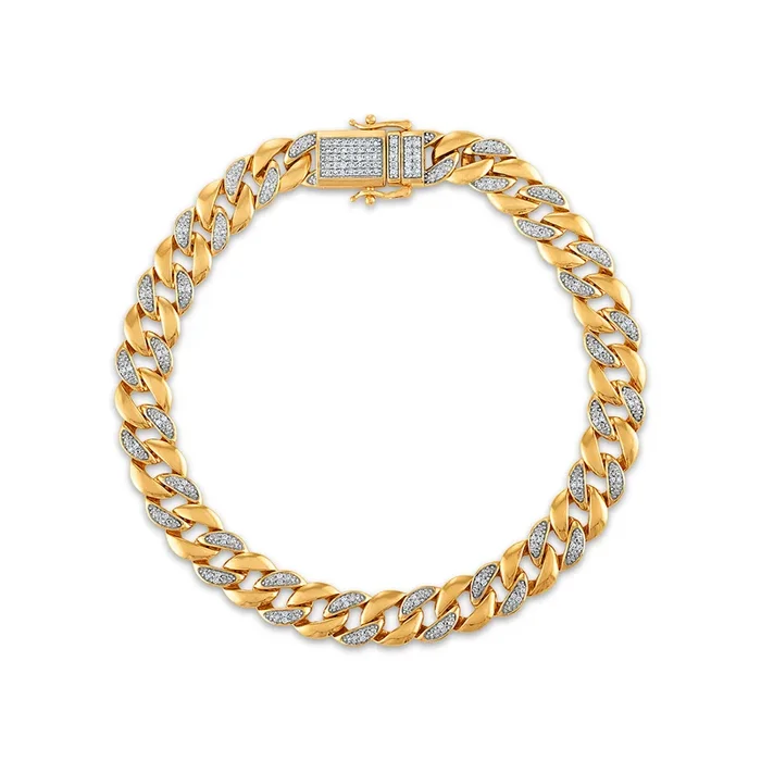 1/2 CTW Natural Diamond Miami Cuban Link 8.5-inch Bracelet in 10KT Yellow Gold