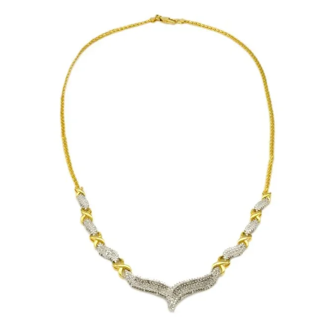 1/2 CTW Natural Diamond Necklace in Gold Plated Sterling Silver