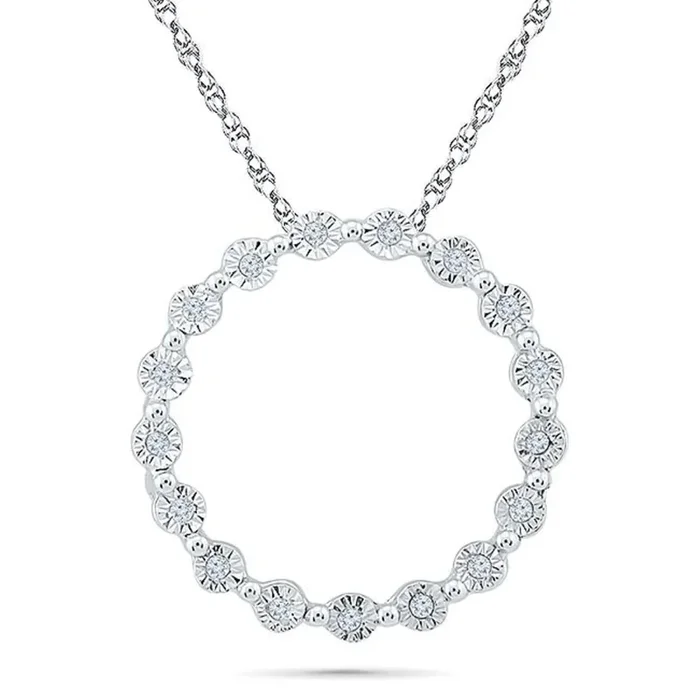 1/20 CTW Natural Diamond Circle 18-inch Pendant in Sterling Silver