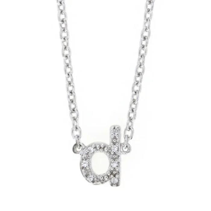1/25 CTW Natural Diamond Initial 18-inch Pendant in Sterling Silver; Initial D