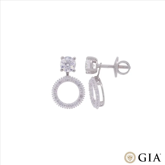 1.29CTW VS1/H GIA Certified Diamond Earrings in 18K White Gold