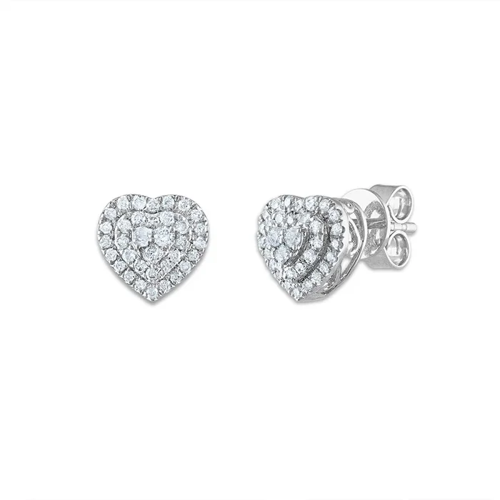 1/3 CTW Natural Diamond Heart Earrings in 10KT White Gold