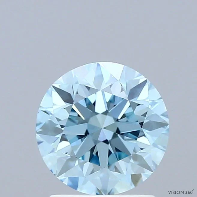 1.31 Carat Round Shaped, Excellent Cut, FANCY VIVID BLUE Color, VS1 Clarity, IGI Certified Lab Grown Diamond