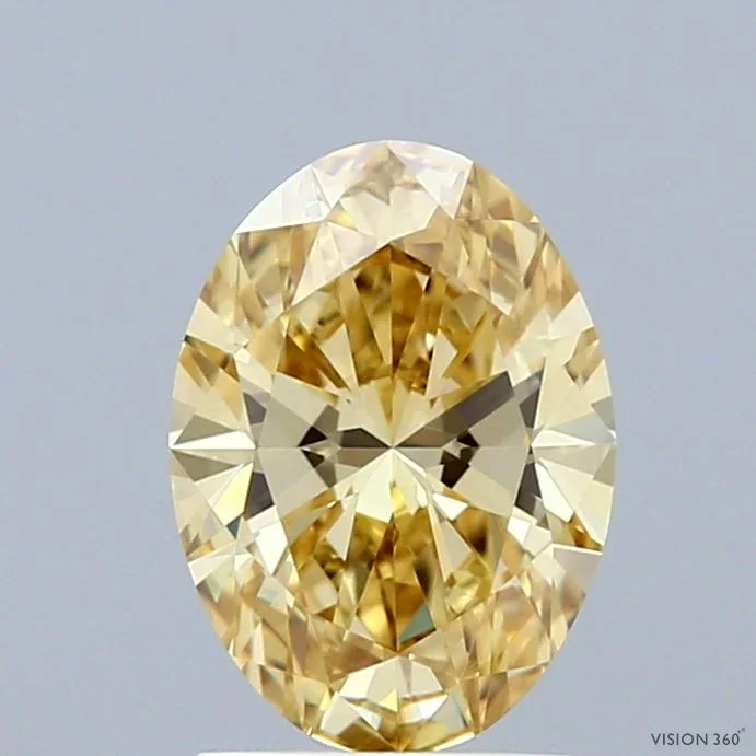 1.36 Carat Oval Shaped, Ideal Cut, FANCY INTENSE YELLOW Color, VVS2 Clarity, IGI Certified Lab Grown Diamond