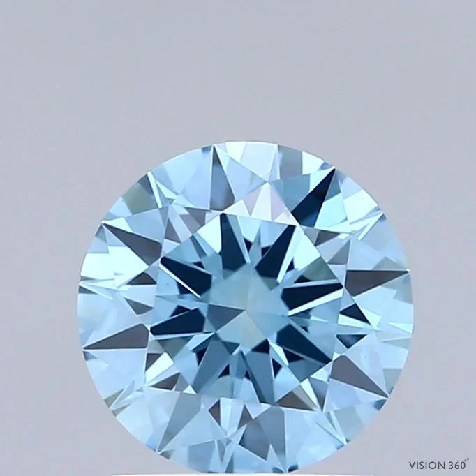 1.39 Carat Round Shaped, Ideal Cut, FANCY VIVID BLUE Color, VS1 Clarity, IGI Certified Lab Grown Diamond