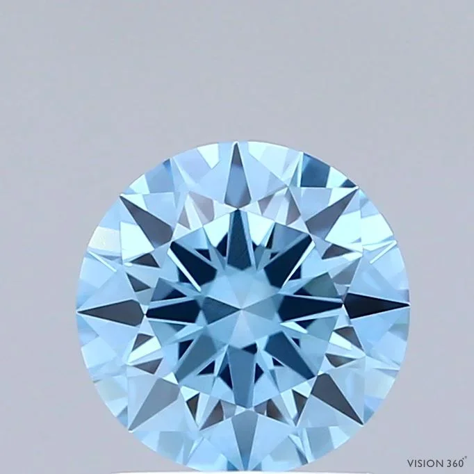 1.39 Carat Round Shaped, Ideal Cut, FANCY VIVID BLUE Color, VVS2 Clarity, IGI Certified Lab Grown Diamond
