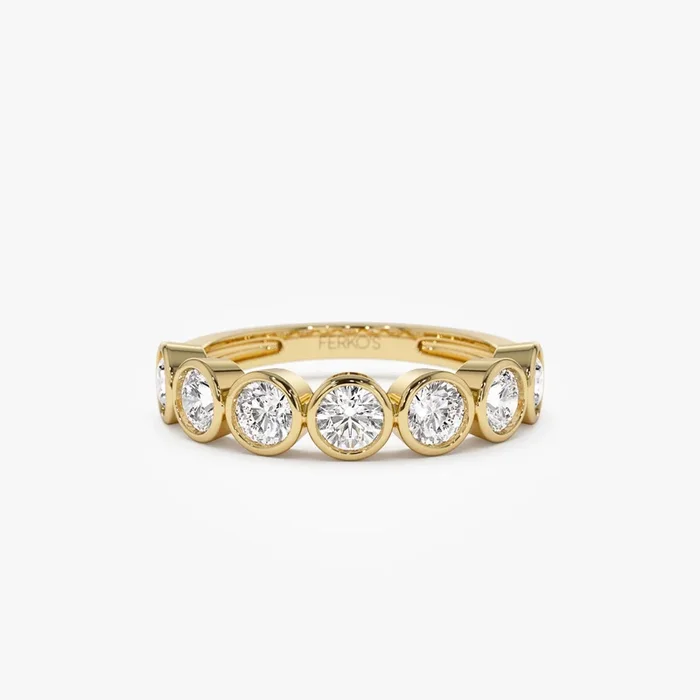 1.45 ctw 14k Bezel Setting Seven Stone Round Lab Grown Diamond Ring – Mila