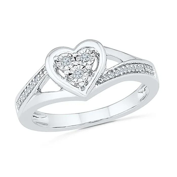 1/5 CTW Natural Diamond Heart Ring in Sterling Silver